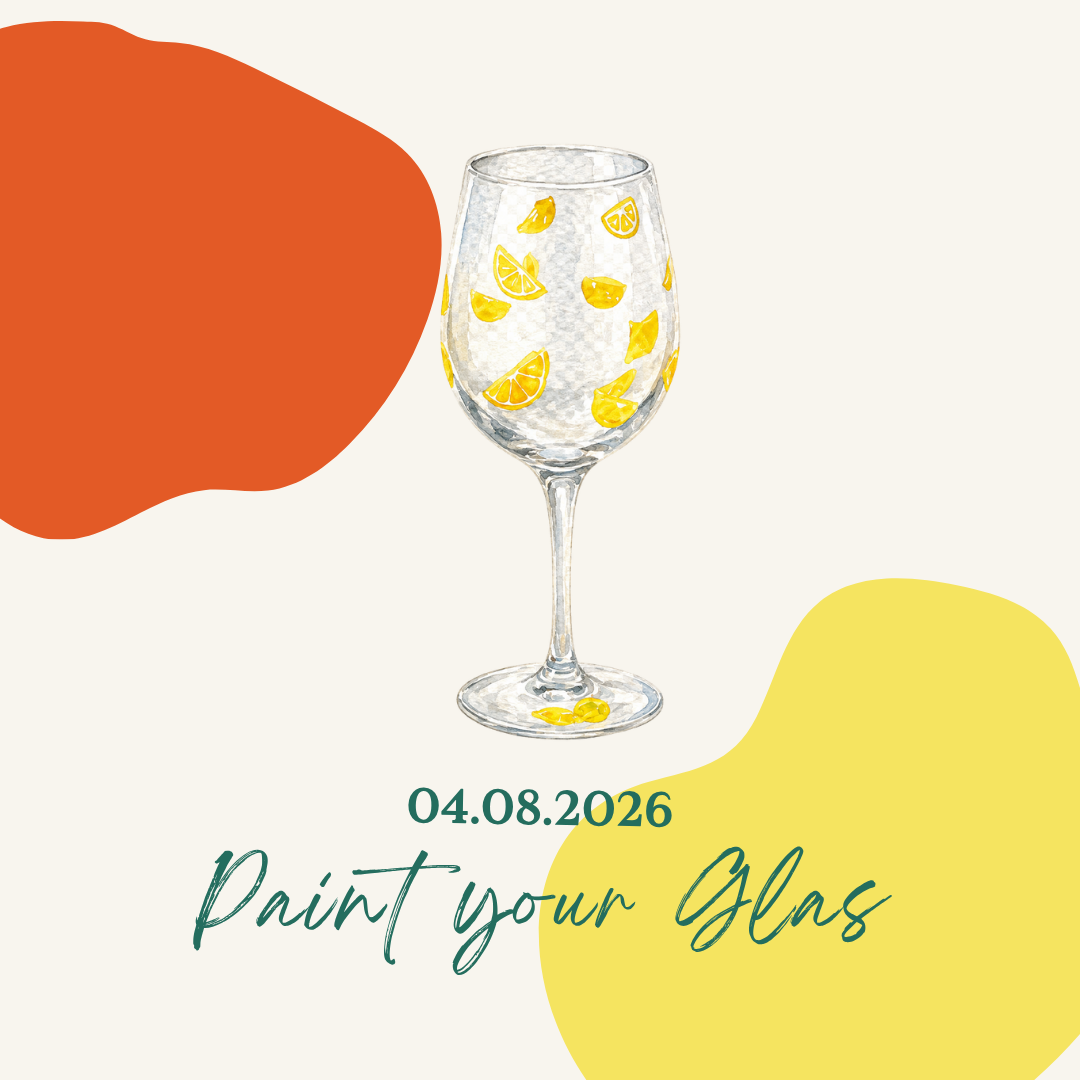 Titelbild Paint your Glas Workshop in Eschweiler bei Aachen – Weinglas mit Zitronen-Motiv selbst bemalen am 04.08.2026