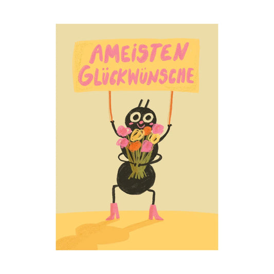 Postkarte "Ameisten Glückwünsche" von Slinga Illustration