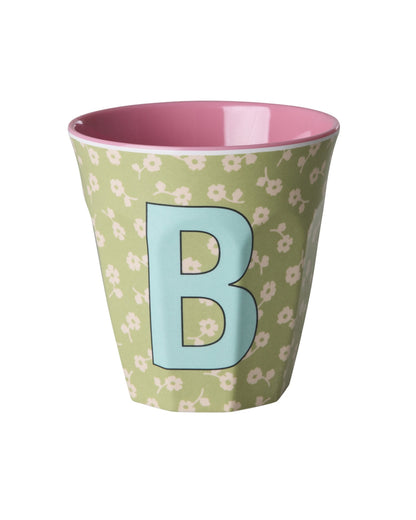 RICE Buchstabenbecher Flowers mit B und Blumenmuster, 250 ml – persönliches Geschenk zur Geburt