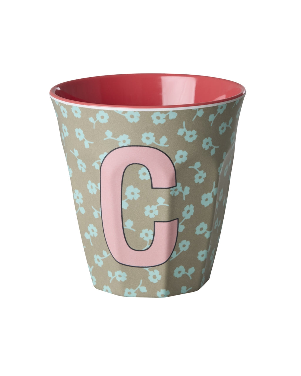 RICE Buchstabenbecher Flowers mit C und Blumenmuster, 250 ml – persönliches Geschenk zur Taufe