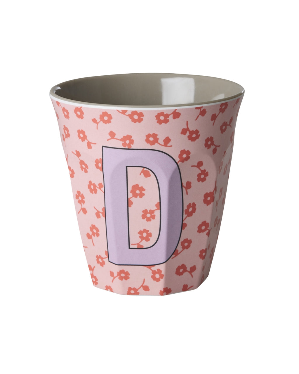 RICE Buchstabenbecher Flowers mit D und Blumenmuster, 250 ml – persönliches Geschenk zum Geburtstag