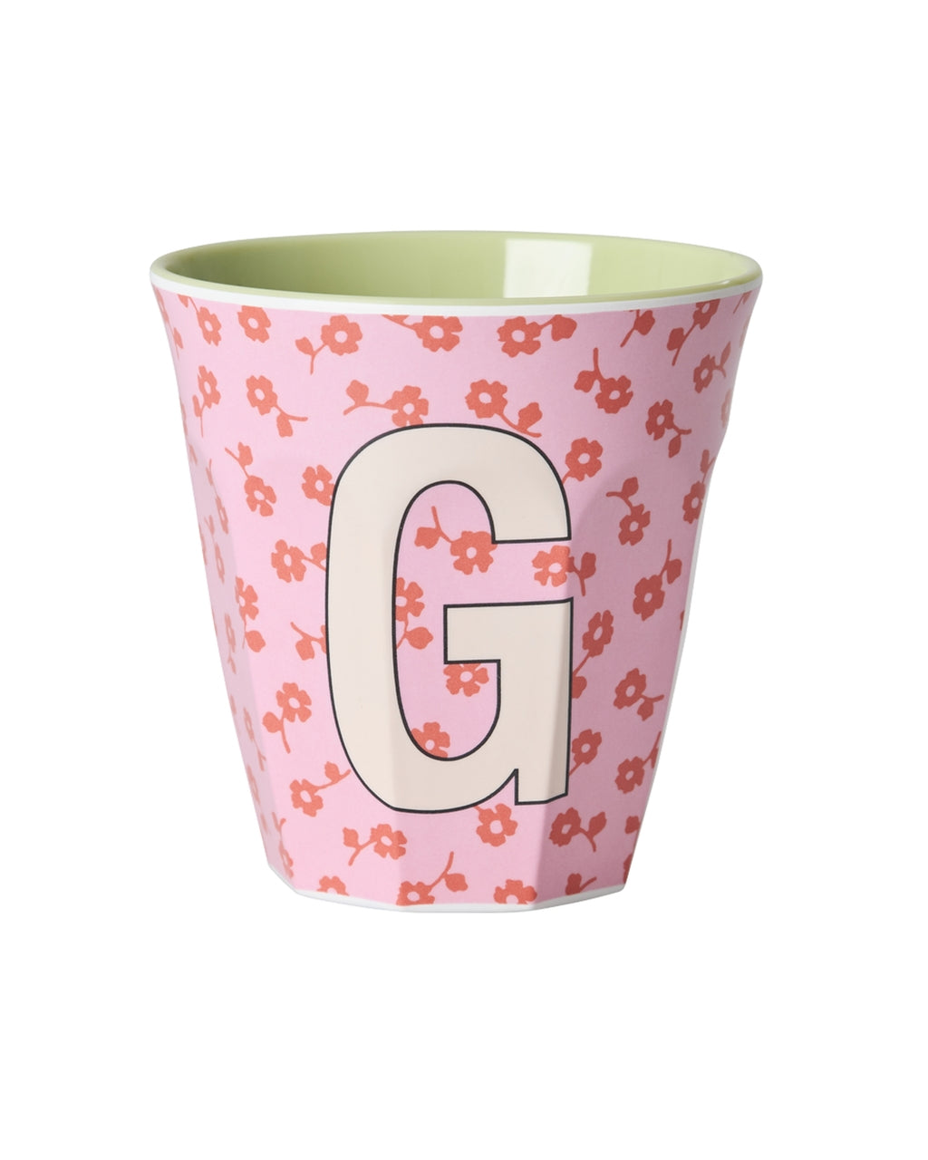 RICE Buchstabenbecher Flowers mit G und Blumenmuster, 250 ml – persönliches Geschenk zur Taufe
