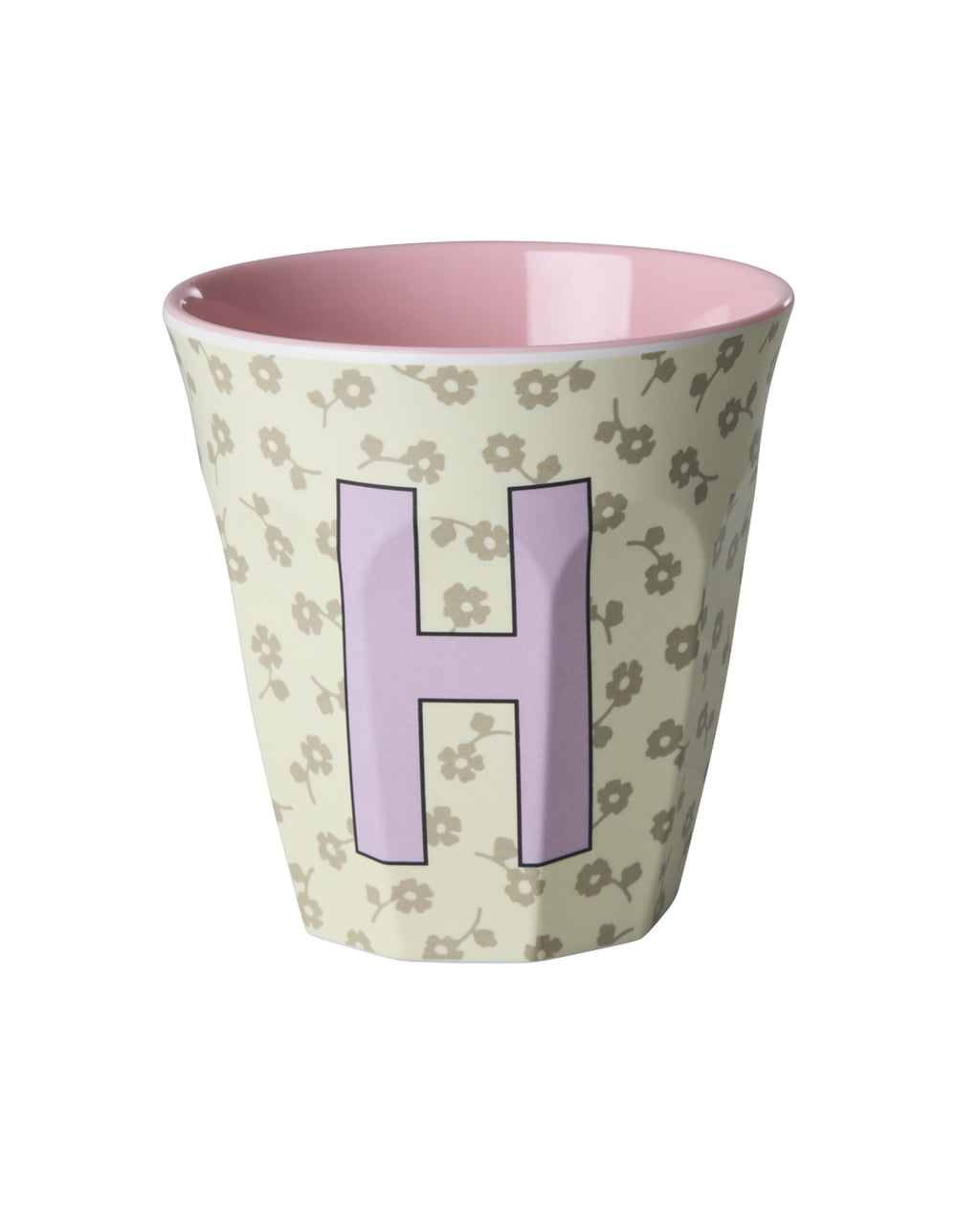 RICE Buchstabenbecher Flowers mit H und Blumenmuster, 250 ml – persönliches Geschenk zum Geburtstag