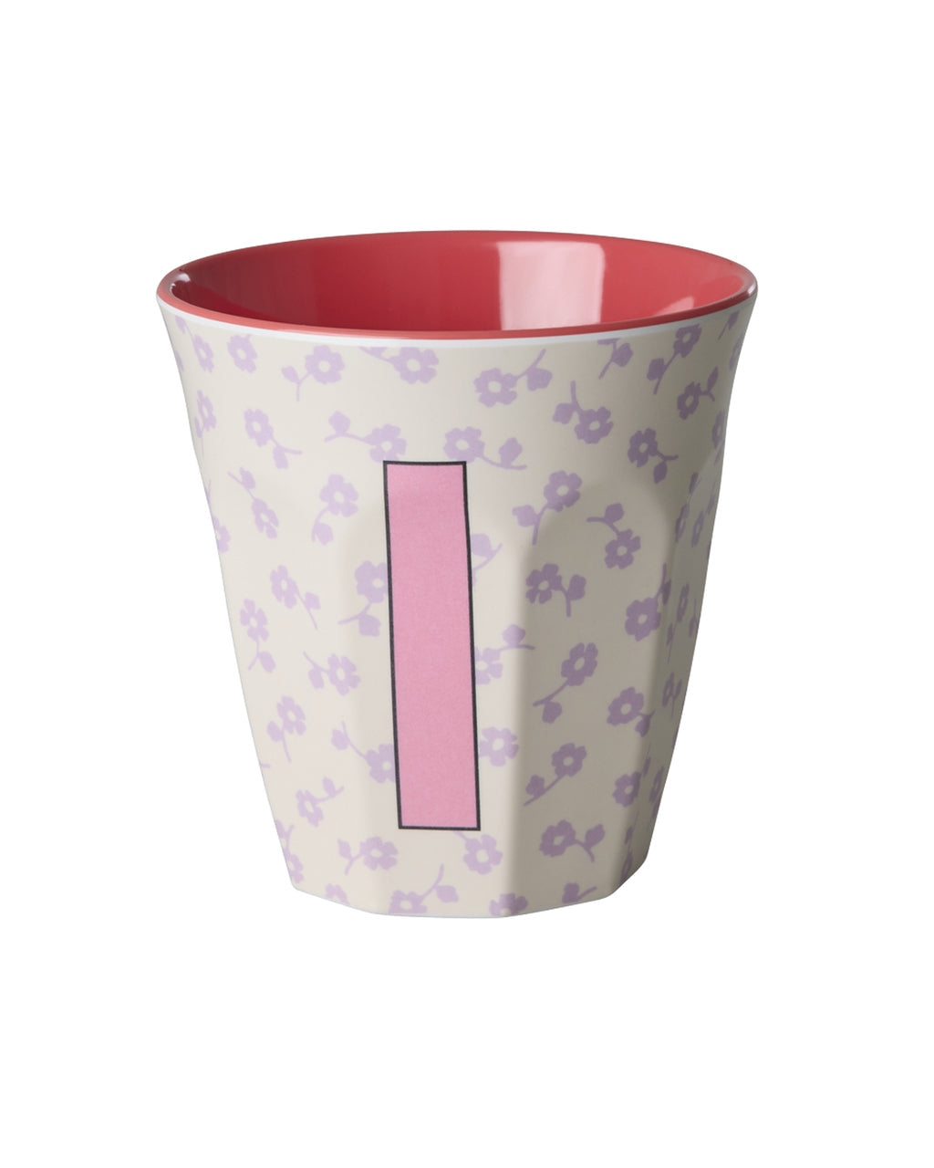RICE Buchstabenbecher Flowers mit I und Blumenmuster, 250 ml – persönliches Geschenk zum Geburtstag