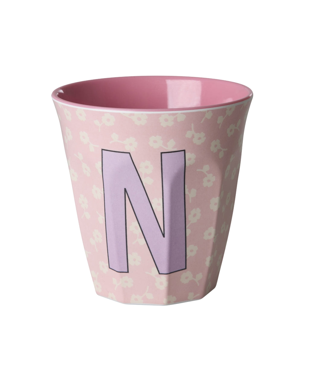 RICE Buchstabenbecher Flowers mit N und Blumenmuster, 250 ml – persönliches Geschenk zur Einschulung
