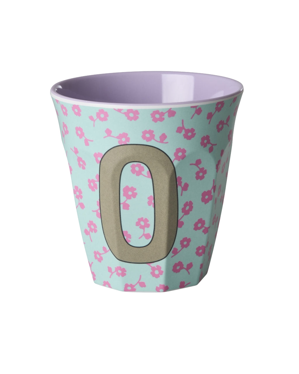 RICE Buchstabenbecher Flowers mit O und Blumenmuster, 250 ml – persönliches Geschenk zur Geburt
