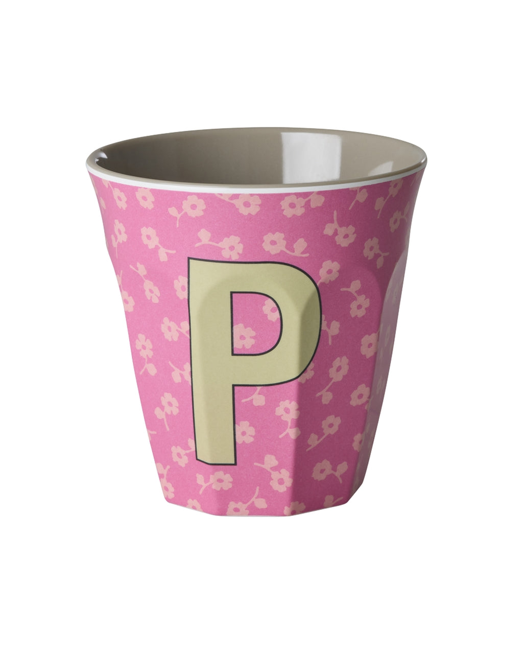 RICE Buchstabenbecher Flowers mit P und Blumenmuster, 250 ml – persönliches Geschenk zur Taufe