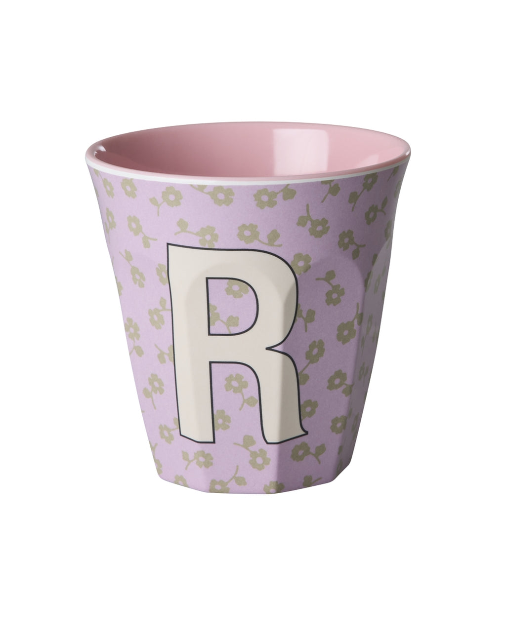 RICE Buchstabenbecher Flowers mit R und Blumenmuster, 250 ml – persönliches Geschenk zum Geburtstag