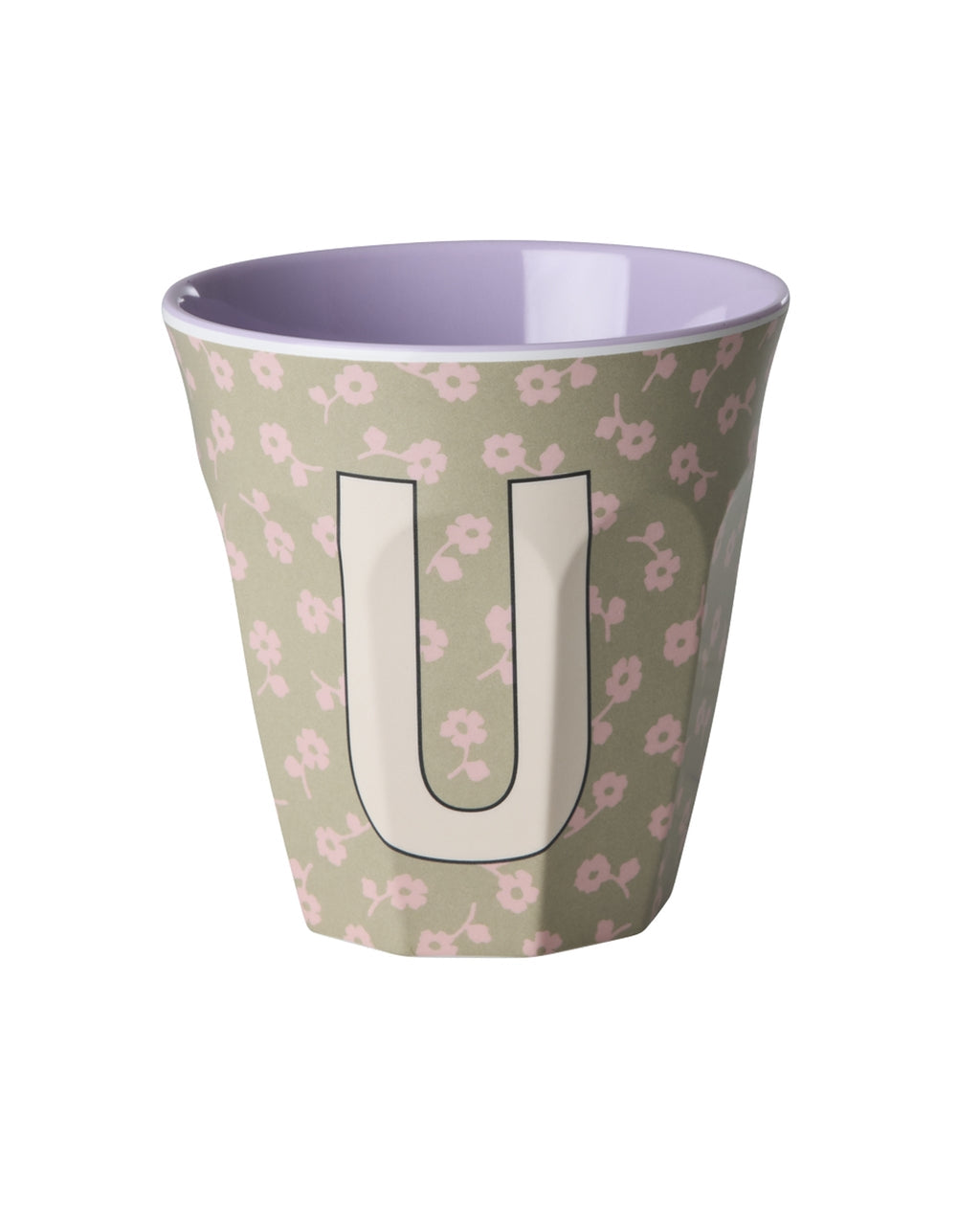 RICE Buchstabenbecher Flowers mit U und Blumenmuster, 250 ml – persönliches Geschenk zum Geburtstag