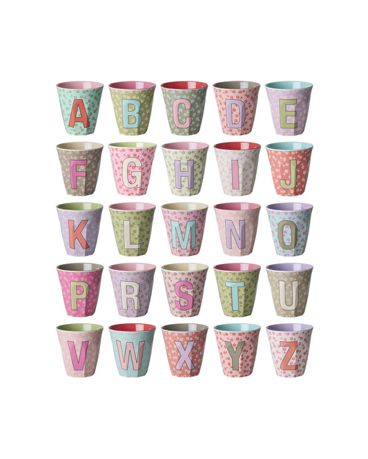 Alle RICE Buchstabenbecher Flowers von A bis Z mit Blumenmuster – persönliches Geschenk zur Einschulung
