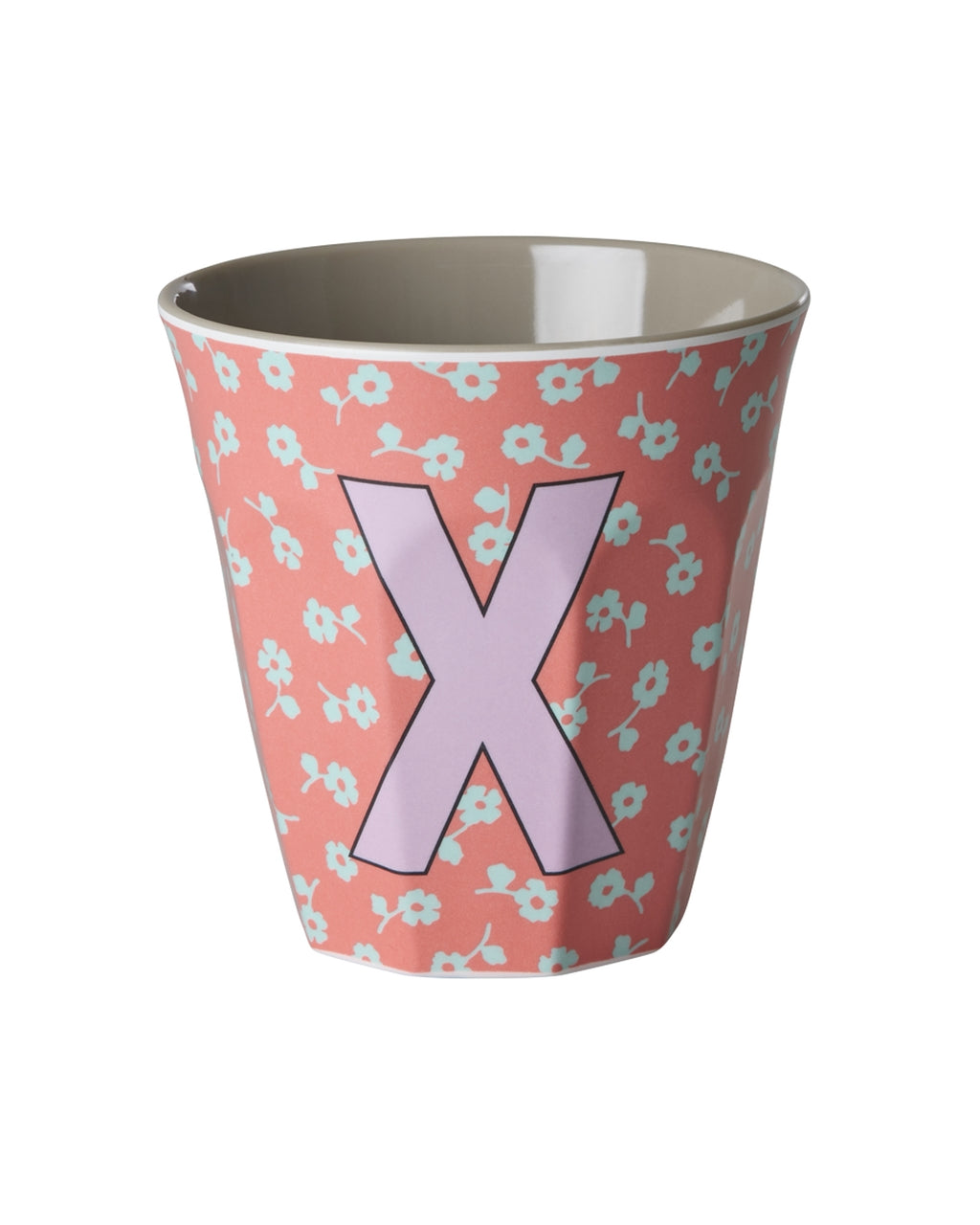 RICE Buchstabenbecher Flowers mit X und Blumenmuster, 250 ml – persönliches Geschenk zur Taufe