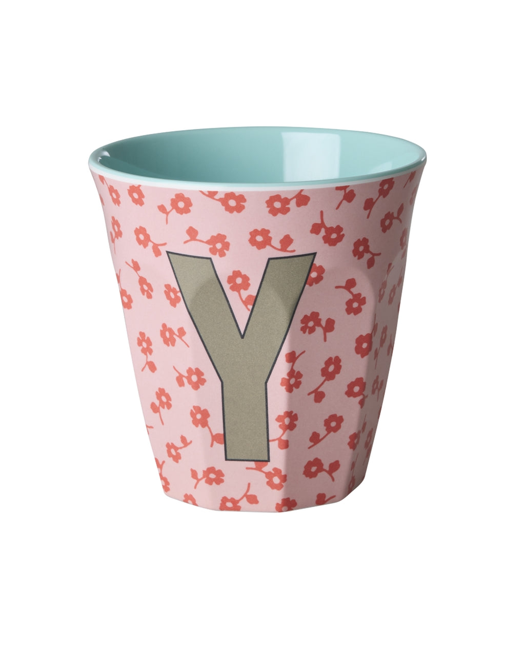 RICE Buchstabenbecher Flowers mit Y und Blumenmuster, 250 ml – persönliches Geschenk zum Geburtstag