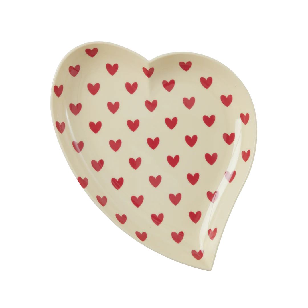 RICE Herz-Teller mit roten Herzen zum Servieren – Geschenkidee zum Valentinstag