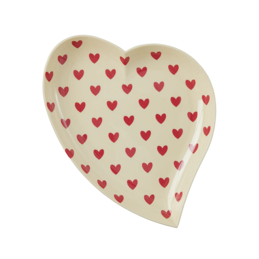 RICE Herz-Teller mit roten Herzen zum Servieren – Geschenkidee zum Valentinstag