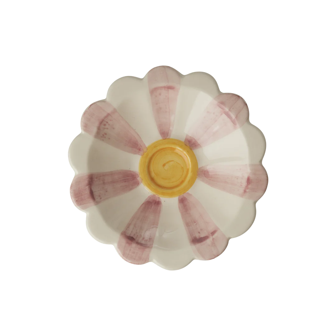 RICE kleine Keramikschale in Blütenform, rosa handbemalt – Geschenkidee zum Muttertag