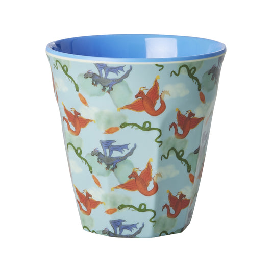 RICE Melamin-Becher Dragon in Blau mit Drachen-Motiv, Medium – Geschenk für Drachen-Fans