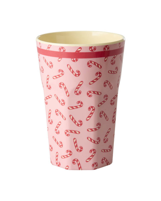 RICE großer Melamin-Becher Candy Cane mit Zuckerstangen, 400 ml – Geschenkidee zum Nikolaus