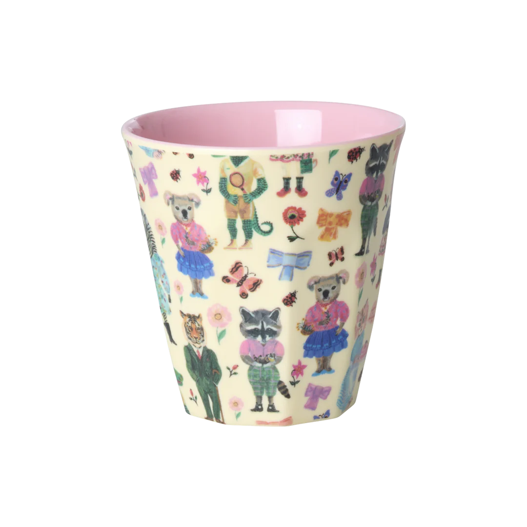 RICE kleiner Melamin-Becher Nathalie Lété mit Tiermotiven, 160 ml – Geschenk zum ersten Geburtstag