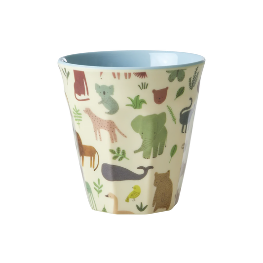 RICE kleiner Melamin-Becher Sweet Jungle mit Dschungeltieren, 160 ml – Geschenk zur Taufe