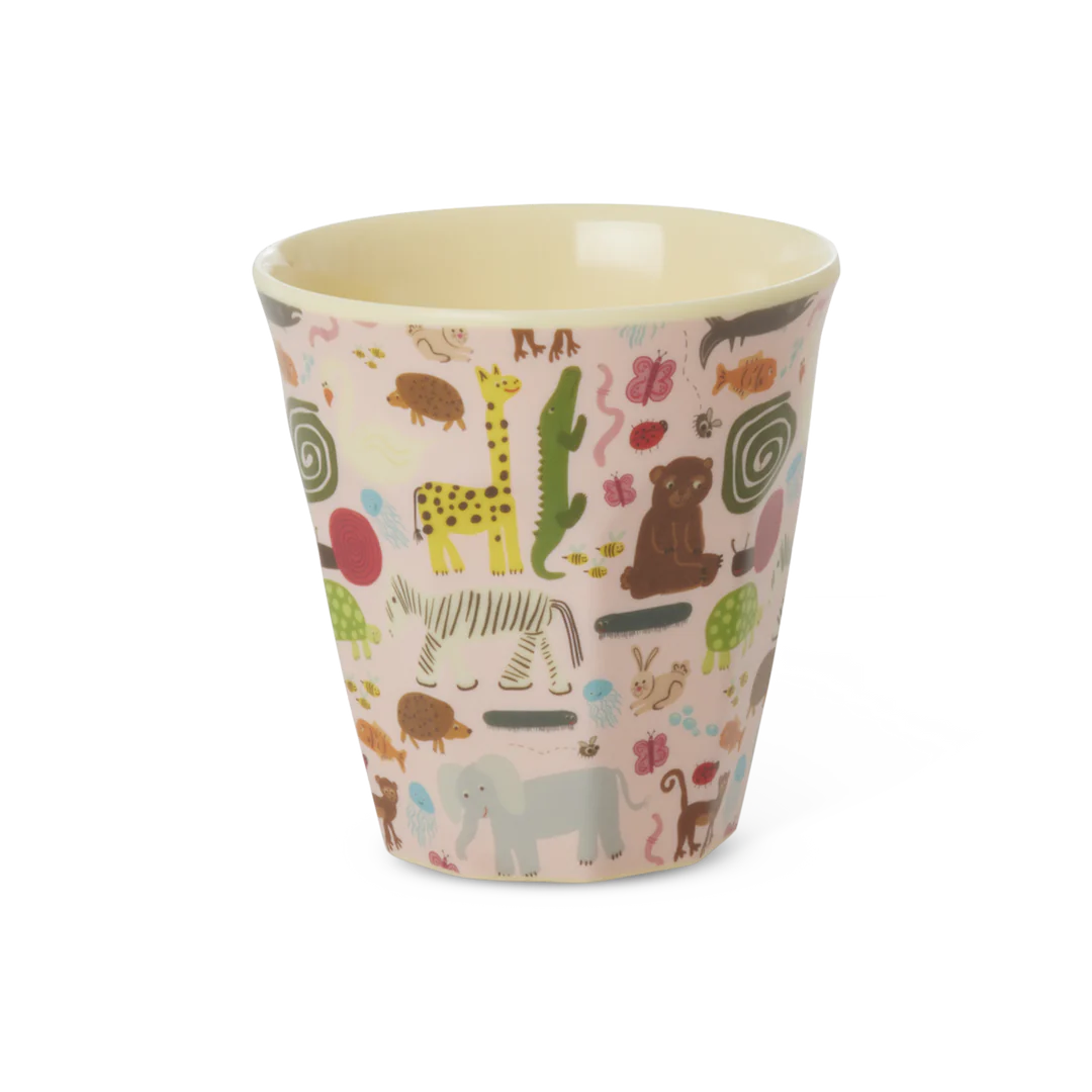 RICE kleiner Melamin-Becher Wildlife mit Tieren, 160 ml – Geschenk zur Geburt