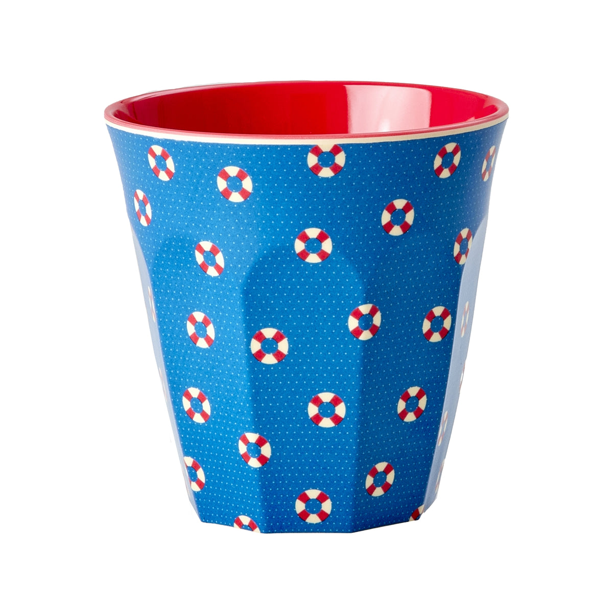 RICE Melamin-Becher Lifeline in Blau mit Rettungsringen, Medium – Geschenk für Meer-Fans