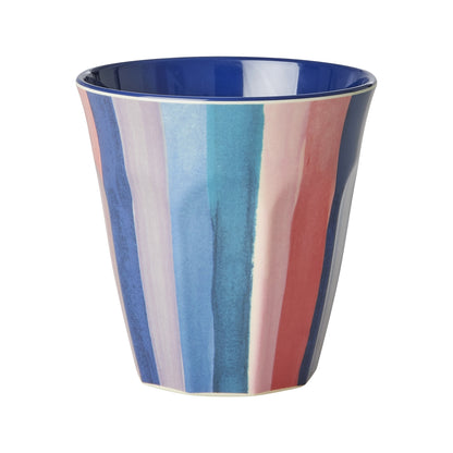 RICE Melamin-Becher N.Y. Stripes mit blau-roten Streifen, Medium – Geschenk zum Vatertag