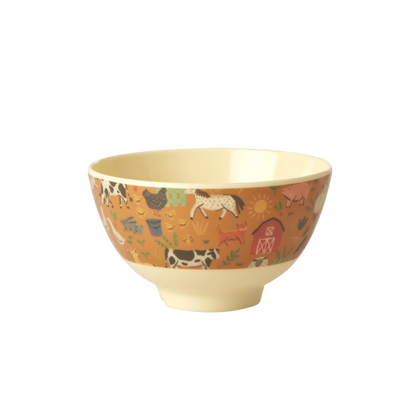 RICE kleine Melamin-Schüssel Farm Print mit Bauernhof-Motiv – Geschenk zum ersten Geburtstag