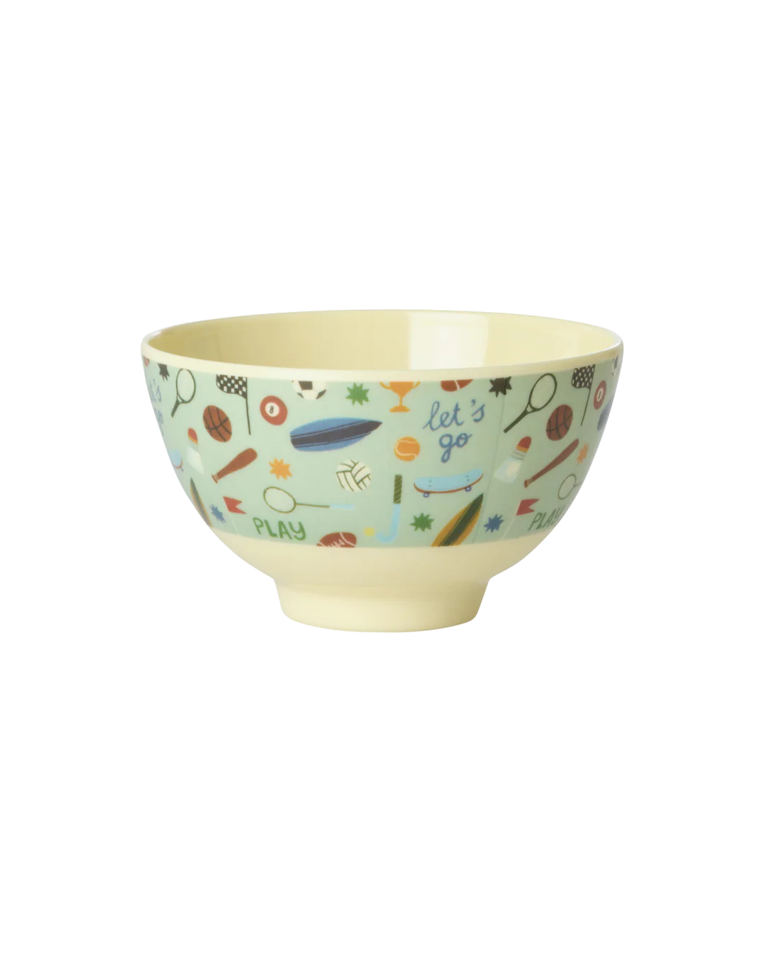 RICE kleine Melamin-Schüssel Sports Print mit Sport-Motiven – Geschenk zum Kindergeburtstag