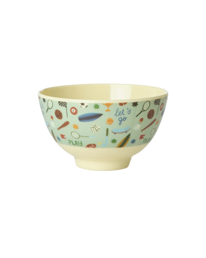 RICE kleine Melamin-Schüssel Sports Print mit Sport-Motiven – Geschenk zum Kindergeburtstag