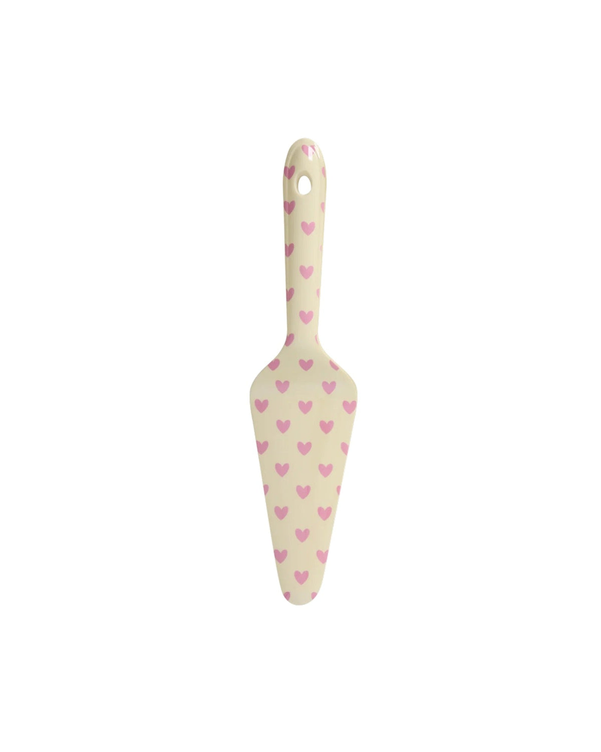 RICE Tortenheber in Creme mit rosa Herzen – kleines Geschenk zum Muttertag