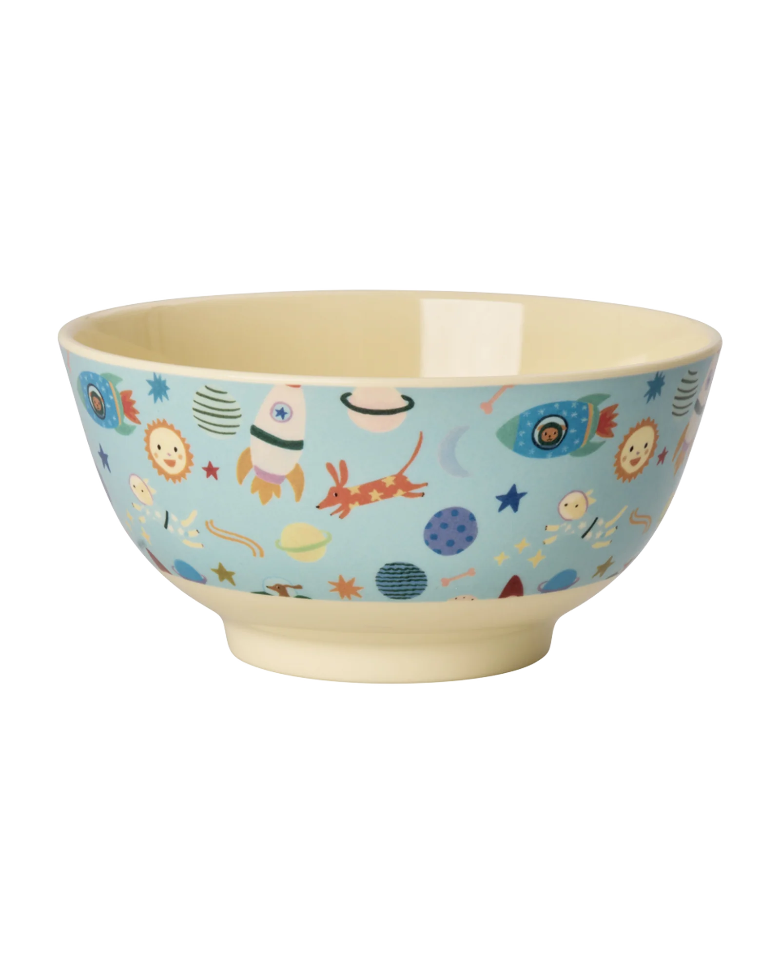 Rice mittlere Schüssel Dogs in Space mit Rakete und Universum-Motiv, perfekt für Müsli, Snacks und Co.
