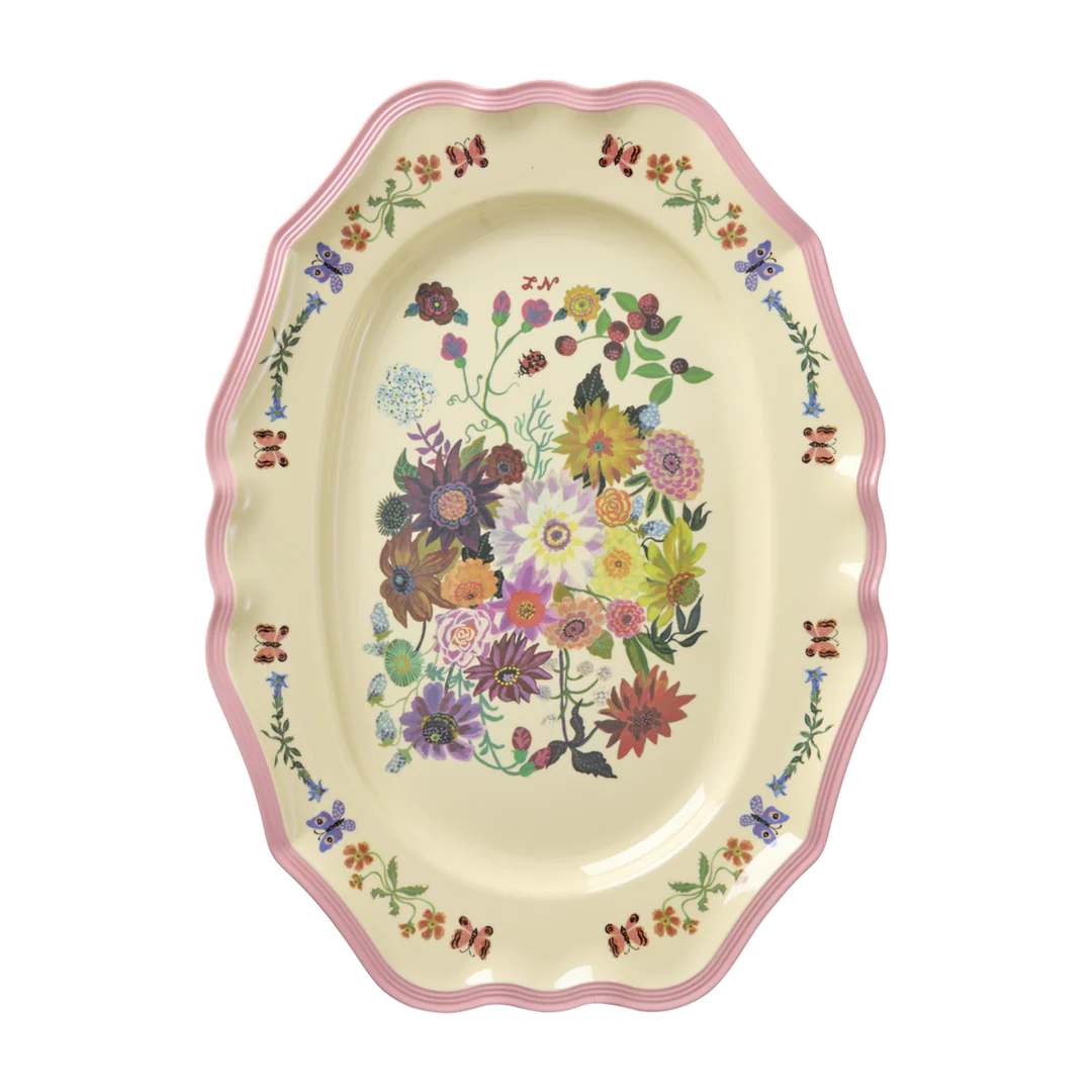 RICE großer Servierteller Nathalie Lété mit Blumenmotiv, 36,5 cm – Geschenkidee zur Hochzeit