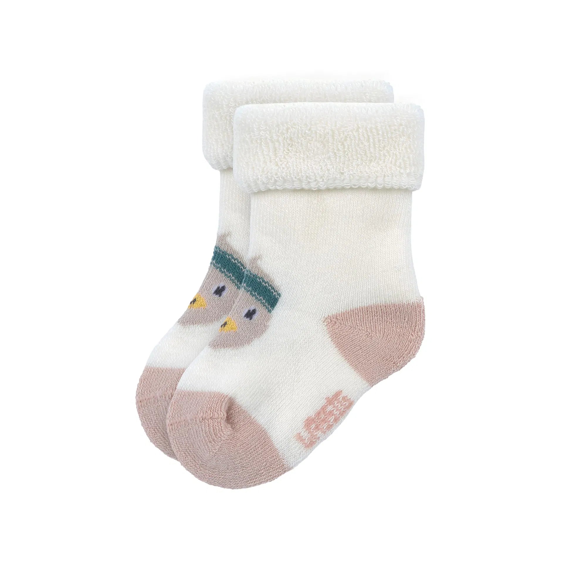 Weiße Babysocken mit Enten-Motiv und rosa Details – enthalten im 3er Set „Ente" von Lässig, weiche Erstlingssöckchen für Babys