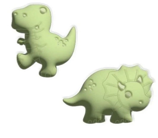 Spielstabil Sandförmchen Dinosaurier in Grün – T-Rex und Triceratops Sandkasten-Förmchen für Kinder, Made in Germany