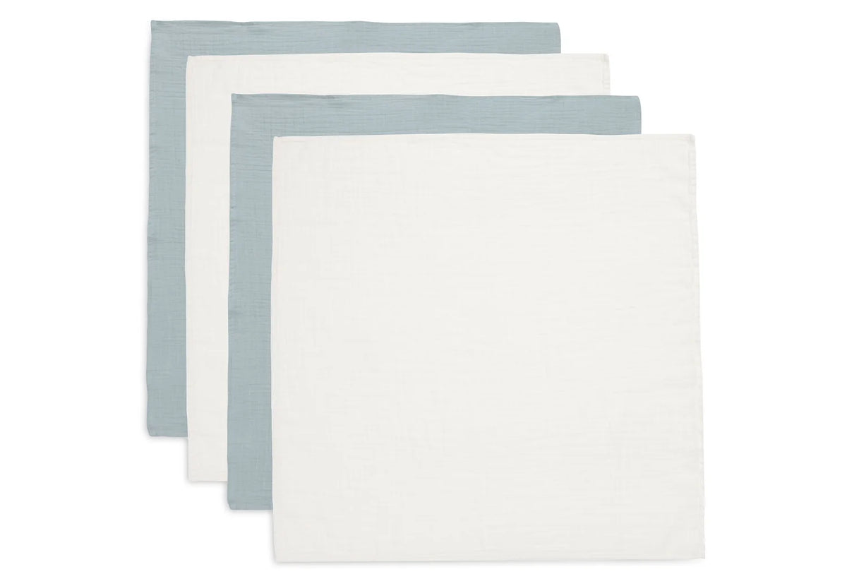 Spucktücher Sea Green/Ivory von Jollein im 4er Set, gefaltet aus weichem Musselinstoff