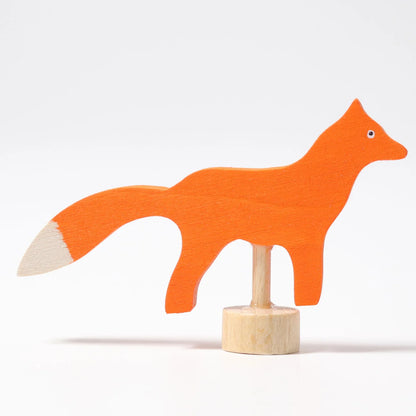Steckfigur Fuchs von Grimm's aus Holz – Seitenansicht für Geburtstagsring und Jahreszeitenring