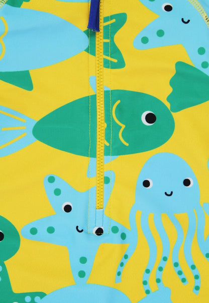 Baby Badeanzug langarm mit Fisch-Motiv von Toby Tiger, UPF 50+