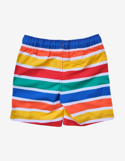 Toby Tiger Badehose Happy Stripes mit bunten Streifen, Rückansicht, UPF 50+