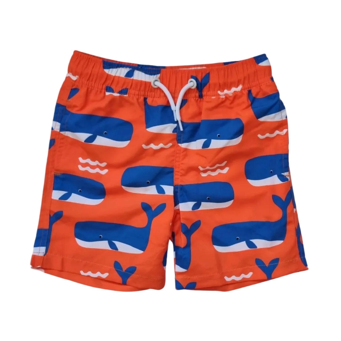Toby Tiger Schwimmshorts Wal und Wellen Print Detailansicht mit Tunnelzug – Kinderbadehose mit UV-Schutz UPF 50+