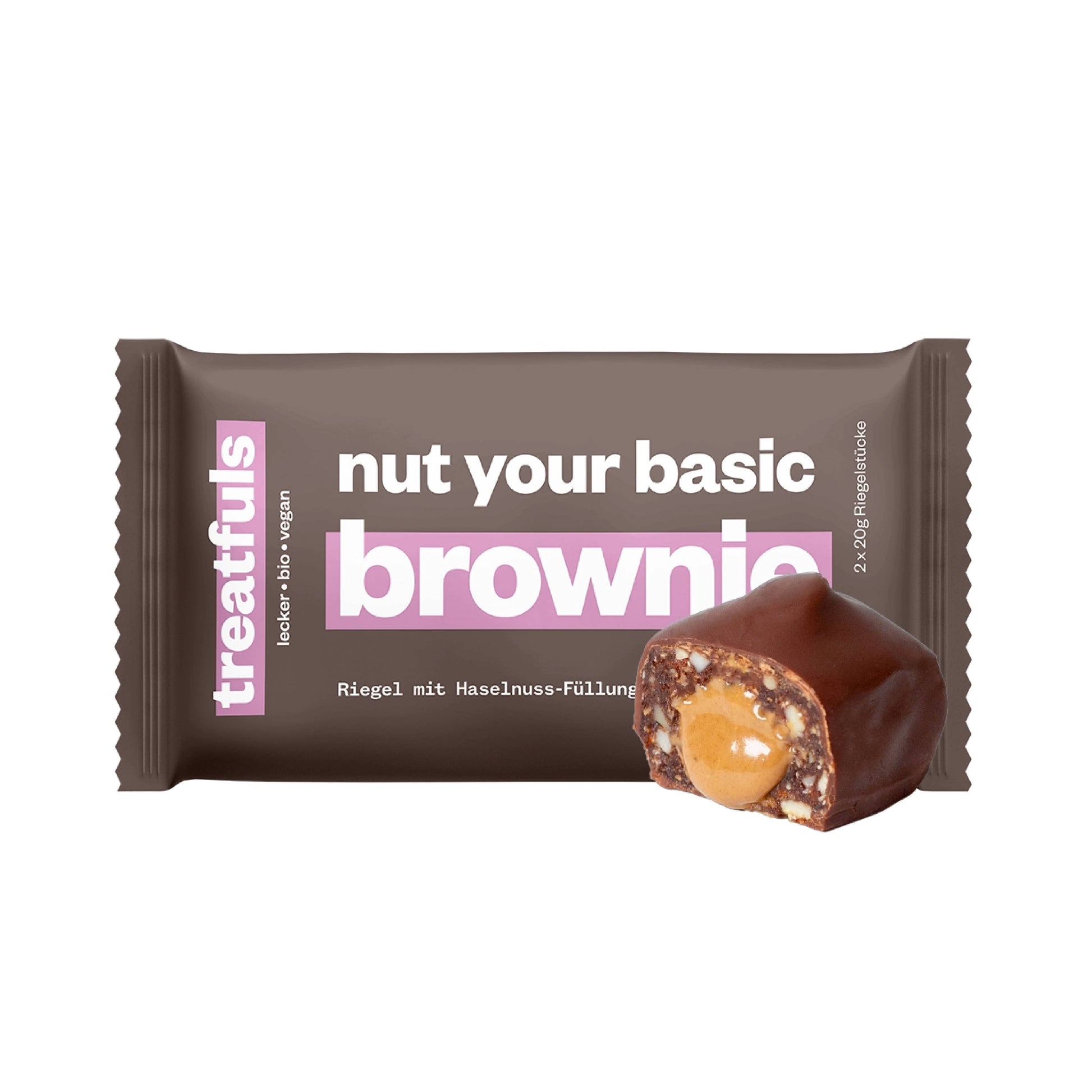 Treatful Nut Your Basic Brownie – veganer, glutenfreier & bio Schoko-Brownie mit Nüssen, perfekter kleiner Snack für die Mittagspause