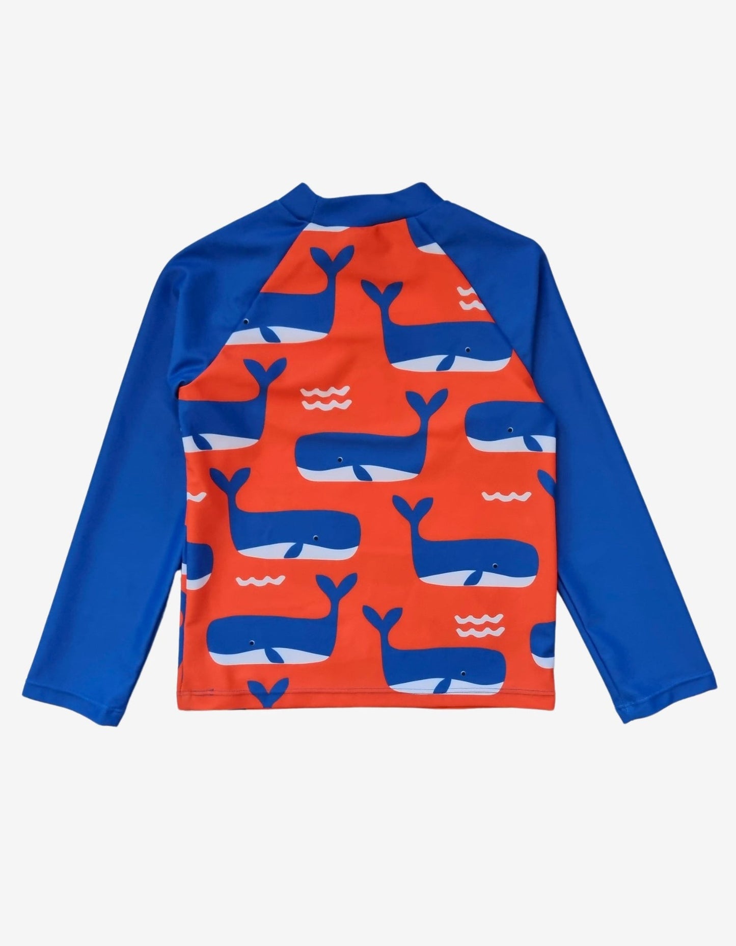 Toby Tiger UV-Schutz Shirt für Kinder mit Wal-Print in Rot-Blau, UPF 50+ Badeshirt Langarm