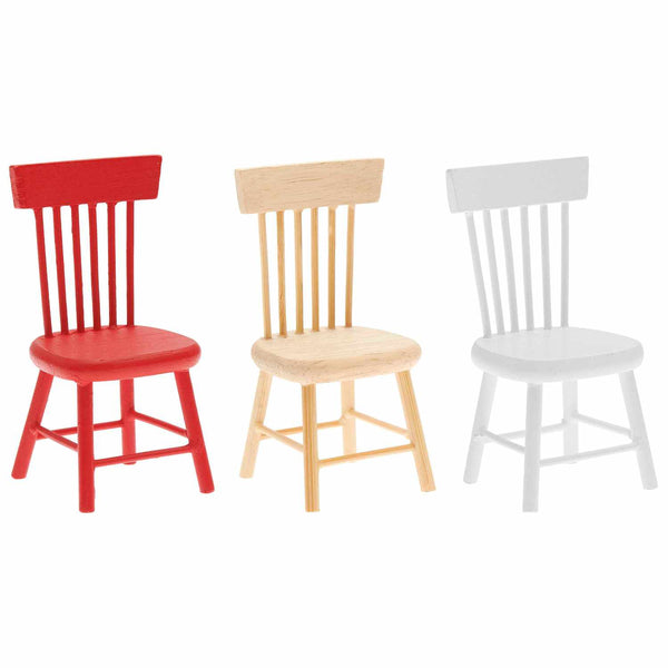 Skandinavischer Miniatur Stuhl in weiß als Zubehör für die Wichtelwelt, 4,5x4x8,5cm