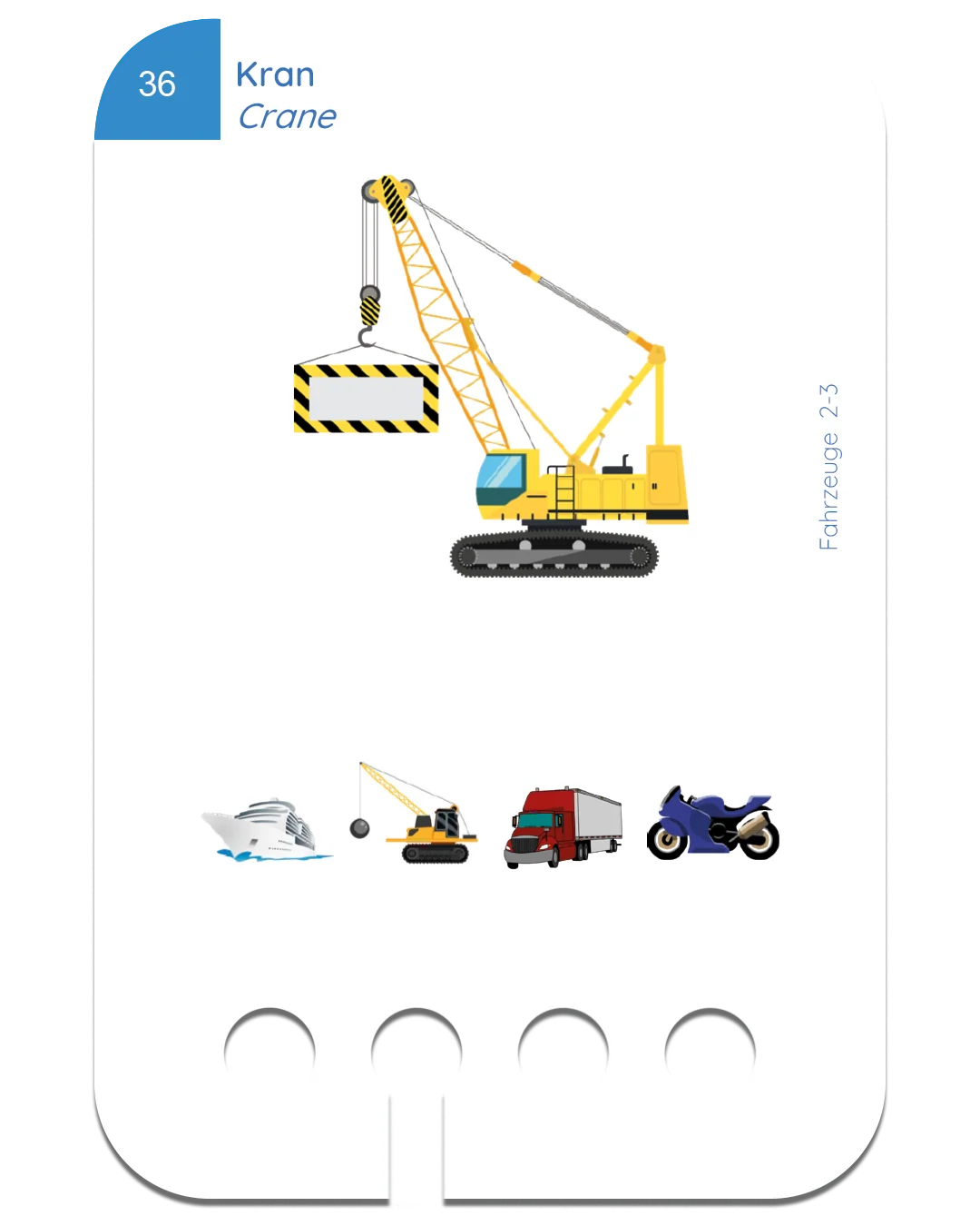 Kartensatz "Meine Fahrzeuge" für den Lochkasten (ab 2-3 Jahren)