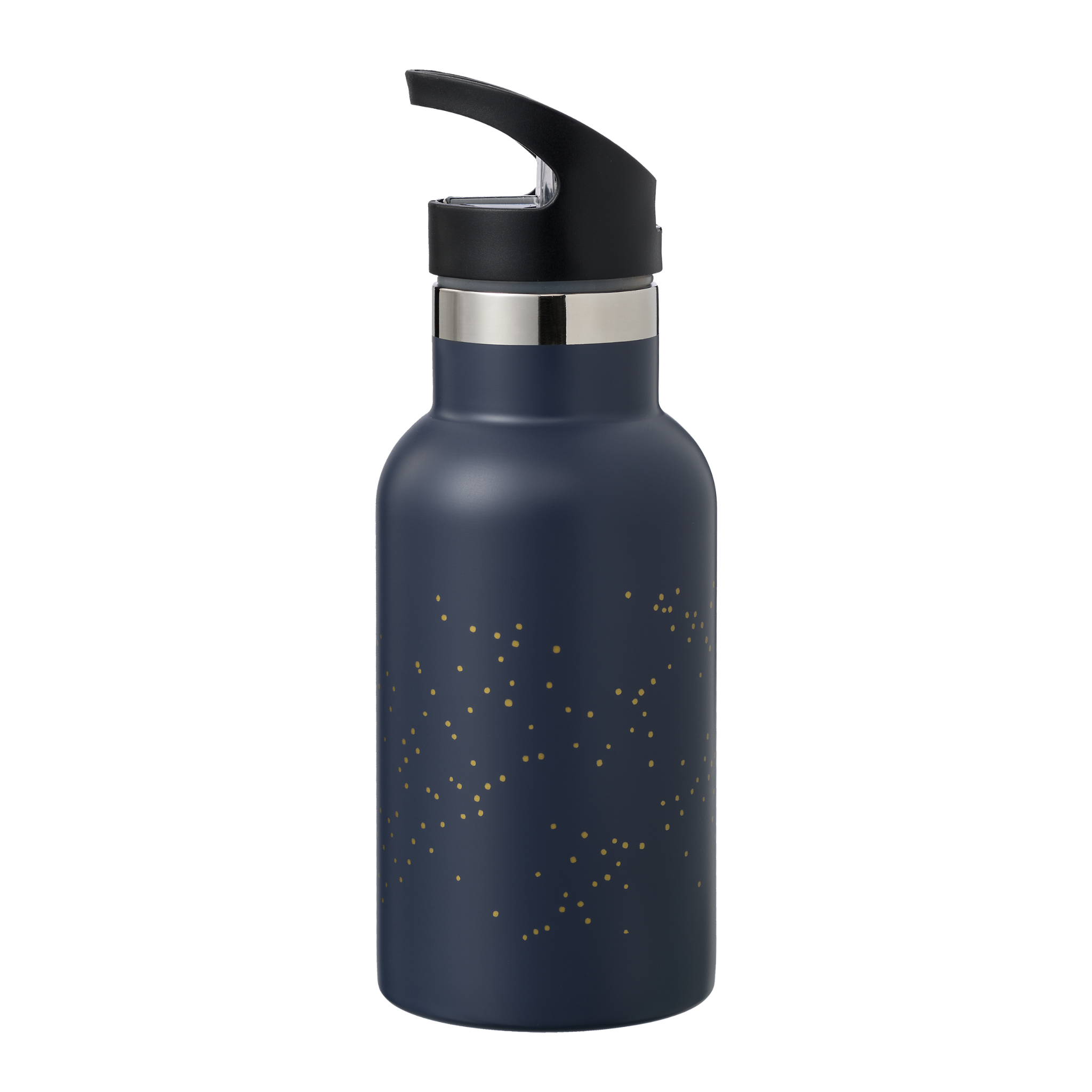 Dunkelblaue Thermosflasche mit goldenen Punkten, 350ml