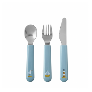 Kinderbesteck-Set in blau von Little Dutch mit Messer, Gabel und Löffel aus Edelstahl