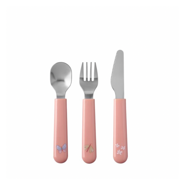 Kinderbesteck-Set in rosa von Little Dutch mit Messer, Gabel und Löffel aus Edelstahl