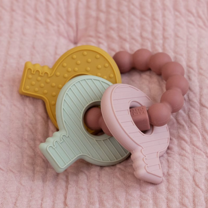 Rosa Schlüsselbund - Zahnungshilfe/Beißring für Babys