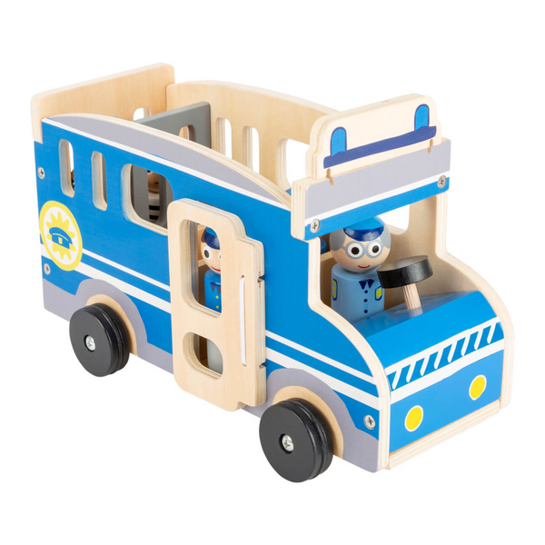 Großer Polizeibus aus Holz zum Spielen für Kinder