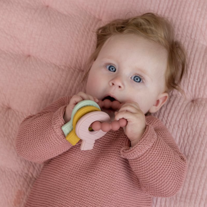 Rosa Schlüsselbund - Zahnungshilfe/Beißring für Babys