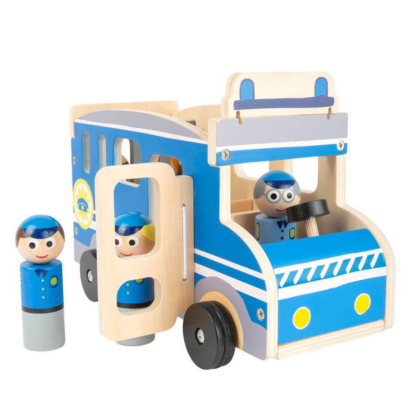 Großer Polizeibus aus Holz zum Spielen für Kinder